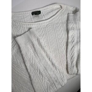 LRL Lauren Jeans Co. Womens White‎ Cable Knit Cotton Sweater Size Large